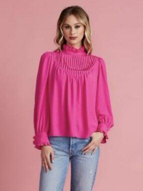 Crosby By Mollie Burch Pink Bea Blouse SIZE SMALL